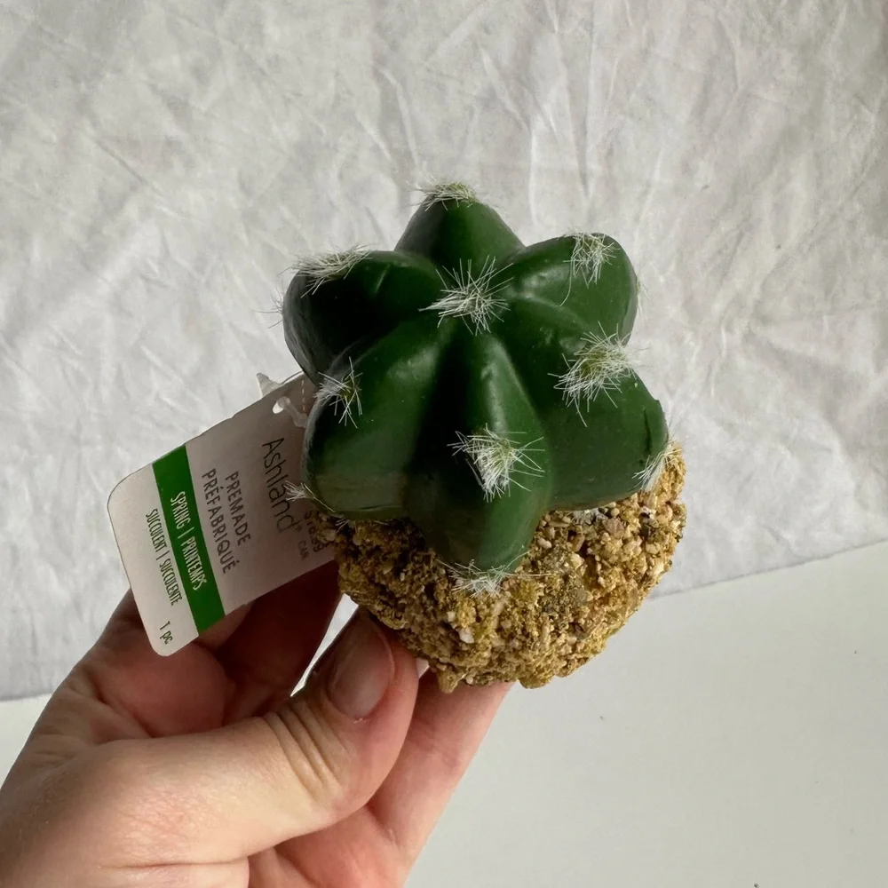 Artificial Round Cactus with Rock Base – Realistic Faux Plant for Home & Office